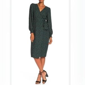BNWT Max Studio Green Polka Dot Wrap Dress